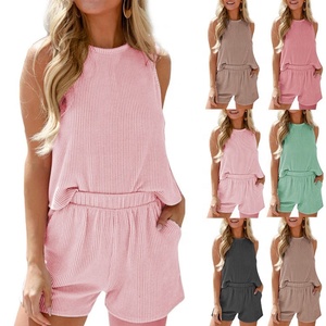 Conjunto Feminino Casual de Verão em Material Rayan, Top Sem Mangas, Shorts até o Joelho, 2 Peças, Roupas de Praia XL - Product Image 6