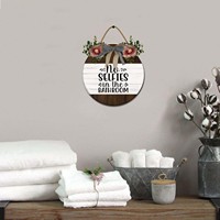 Panneau suspendu rond en bois amusant « No Selfies » style Art Déco pour salle de bain, décoration murale artistique pour la maison, toilettes, 12 pouces