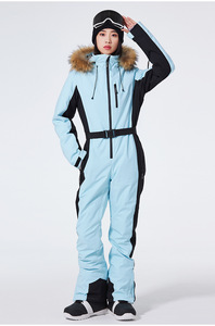 Combinaison <span class=keywords><strong>de</strong></span> <span class=keywords><strong>ski</strong></span> d'hiver pour femme, respirante, écologique, isolée, coupe ajustée, imperméable, coupe-vent, à capuche, avec fermeture éclair - Product Image 5