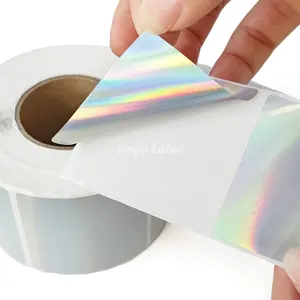 Holografische Zilveren Kleurcoderingsetiketten Metallic Zilveren Stickers Directe Thermische Printerstickers