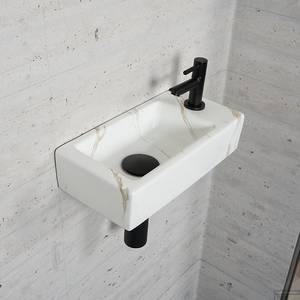 Space Saver Rectangle Marbre Céramique <span class=keywords><strong>Lave</strong></span>-secteur Salle De Bains de lavage Bassin Petit Support Mural Accrocher Évier - Product Image 3