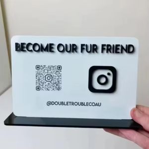 ป้ายคิวอาร์โค้ด ป้ายธุรกิจ ป้ายโซเชียล โลโก้สั่งทำ อินสตาแกรม เฟซบุ๊ค ป้ายอะคริลิคสีทอง/เงิน/โรสโกลด์ ไอคอน - Product Image 6