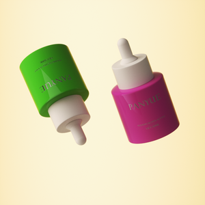 Flacon compte-gouttes en verre vert rose de 1 oz, sérum, huile essentielle, soin de la peau avec bouchon blanc, emballage cosmétique - Product Image 1