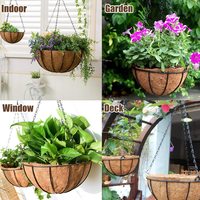 Panier de planteur suspendu en métal, personnalisé avec revêtement de Coco, Pots de fleurs suspendus avec chaîne, fil rond de 12 pouces