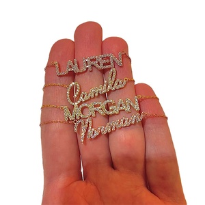 OEM luxe personnalisé titane acier mode nom personnalisé collier diamants nom bijoux colliers - Product Image 1