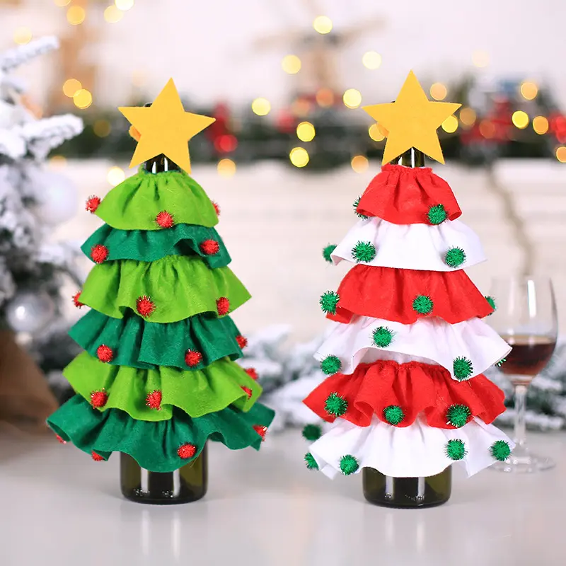 Christmas christmas wine bottle cover decoration Tree Design Cover Set Christmas Party Holiday Dinner Decoration