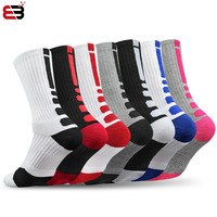 Chaussettes de basketball professionnelles rayées en tricot, semelles épaisses en tissu éponge, pour hommes/femmes, modèle Elite, tube long, course en extérieur, montantes, ODM rapide