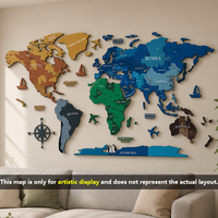 YZOK Art Carte du monde en bois, sans perçage, pour décoration murale, convient à la maison et au bureau