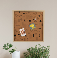 Sofine – panneau de mémo en feuille de liège, taille personnalisée, carré, imprimé noir, montage mural, cadre en bois