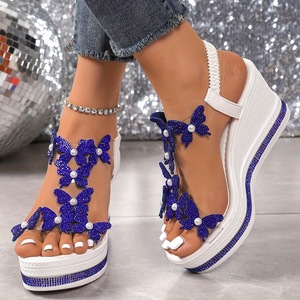 2026 New Platform <b>Sandals</b> Butterfly Pearl Decorations Single Strap Lady <b>Sandals</b> Diamonds Women's Summer <b>Sandals</b> Wholesale - Product Image 1