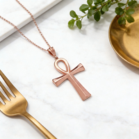 Collier Pendentif Croix Ankh Égyptienne en Cuivre Pur 99,99 % à l'Effet Biologique Magnétique, Bijou de Mode Hip-Hop, Vente en Gros