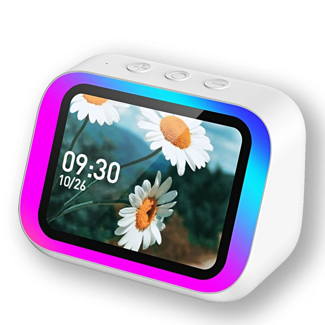 Smart Battery Alarm Clock Speaker AI Voice Assistant Weather Display Night Light Music Story Player Speaker with Photo Frame APP