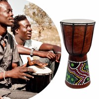 Tambour djembé africain de 6 pouces, sculpté à la main, en bois massif, peau de chèvre, instrument de musique traditionnel, instrument de percussion