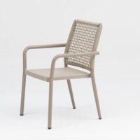 Chaises de salle à manger en rotin d'extérieur modernes avec table ronde à piétement blanc pour jardin, patio, balcon (C724)