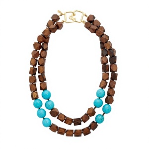 Collier fantaisie en résine acrylique plaqué or antique avec perles en pierre et accents de perles naturelles, bijoux unisexe pour femme - Product Image 3