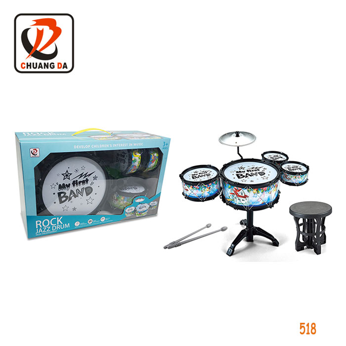 518 ChuangDa реальный цвет пластиковый Рок Джаз барабан игрушка с стулом перкуссионный инструмент обучающая игрушка музыкальная детская игра игрушка