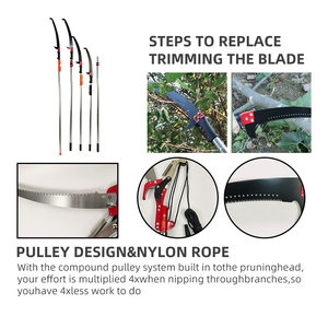 Bộ dụng cụ cắt tỉa cành cây bằng tay, kéo cắt cành cây bền chắc, có thể kéo dài 3M 4.5M 6M 7M 8M - Product Image 3