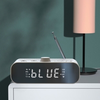 Jam Led Retro portabel, Radio jam Alarm samping tempat tidur dengan Speaker Bt Radio jam Fm