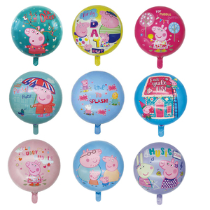 Palloncino in Alluminio Stampato con Maialino Cartoon Rotondo, Decorazione per Feste di Compleanno per Bambini, Palloncino in Mylar da <span class=keywords><strong>18</strong></span> Pollici - Product Image 1