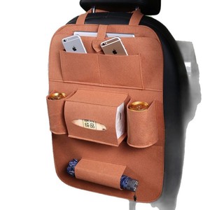 Car <b>Seat</b> Back Organizer Felt Multi Functional <b>Storage</b> Bag With Tissue Pocket And Cup Holders For Car Interior Use - Product Image 1