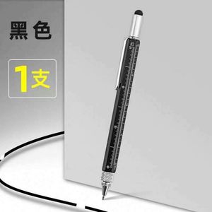 Stylo multifonctionnel 6-en-1 personnalisé avec logo, en métal, pointe bille 1,0 mm, fonction niveau d'eau et échelle cm/pouces, marque Mairun (USA) - Product Image 4