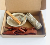 Kit de purification de sauge en bois sacré péruvien brut avec trépied en coquille d'ormeau, bâtonnets d'encens et parfum de luxe