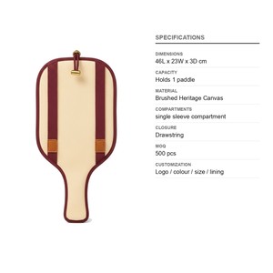 Housse de raquette de pickleball en toile Heritage, avec logo personnalisé brossé, vente en gros, housse de raquette de tennis - Product Image 6