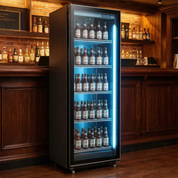 Vitrine Réfrigérée Commerciale Monotempérature en Acier Inoxydable 220V avec Refroidissement par Ventilation et Porte Vitrée Mécanique