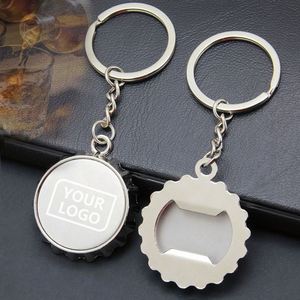 Porte-clés en métal personnalisé avec logo de marque, cadeaux promotionnels avec code de réduction pour accessoires de voiture, ouvre-bouteille gravé avec capuchon - Product Image 1