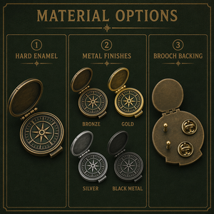 Op maat gemaakte vintage kompas emaille pin retro outdoor avontuur metalen badge souvenir broche voor rugzak hoed groothandel OEM ODM - Product Image 5