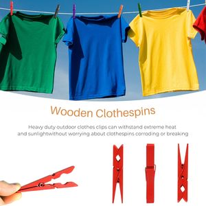 Colorful Wooden Clothes Clips-Eco-Friendly Multifunction <b>Shoe</b> & Clothing Organizer with Mini Clips for Party Decor - Product Image 6