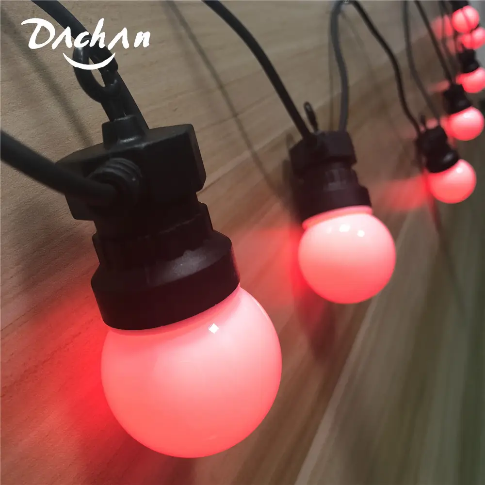 Dachan IP65 RGB Festoon Globe bóng G50 Milky bóng đèn chuỗi connectable ngoài trời chuỗi Lights cho cafe Wedding party Vòng hoa đèn