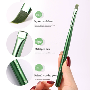Juego de 12 pinceles para decoración de uñas con mango de madera verde, pinceles de nailon para gel UV, tallado, pintura, manicura DIY - Product Image 3