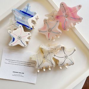 유행 불가사리 라인 석 아세테이트 헤어 클로 클립 컬러 블록 10.5cm 여성을위한 여러 스타 헤어 액세서리 - Product Image 2