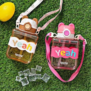 Seaygift - Linda Botella de Agua Deportiva de Dibujos Animados para Niños, Botella de Agua para Niños, Taza de Plástico con Pajita para Leche y Jugo para Bebés - Product Image 3