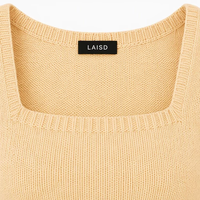 Ensemble décontracté pour femme en tricot géométrique, haut court à manches bouffantes, col carré, jupe crayon mi-longue taille haute côtelée 100% coton respirant