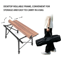 Table de camping pliable en aluminium, table de pique-nique portable pour la plage et l'extérieur avec pieds réglables et extensibles et sac de transport