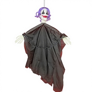 ของตกแต่งวันฮาโลวีนรูปผีห้อยขนาด 35.4 นิ้ว พร้อมกรงเล็บโครงกระดูกสุดหลอน ผ้าคลุมตาข่ายสีดำ และโซ่ตกแต่ง สำหรับต้นไม้ สวน และบ้านผีสิง - Product Image 3