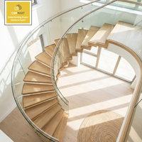 Escalera Curva de Acero para Interiores de Lujo CBMmart, con Diseño Moderno Personalizado y Peldaños de Vidrio Templado Resistente