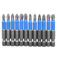 Jeu d'embouts de tournevis antidérapants à Impact magnétique de 50mm, longueur PH1/PH2/PH3/PZ1/PZ2/PZ3, embouts de tournevis magnétiques à tête unique, 12 pièces