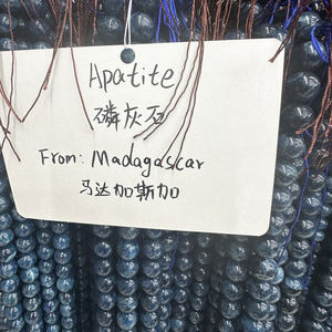 本物の宝石ラウンドブルーカヤナイトアパタイトビーズロングストランド - Product Image 5