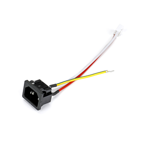 Connecteur C14 à clipser pour câblage d'entrée CA, 2 broches, borne de terre annulaire, fils rouge, blanc, jaune-vert pour driver LED, imprimante 3D - Product Image 1