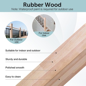 Tristcily - Juego de 4 postes de escalera de <span class=keywords><strong>madera</strong></span> de caucho de 35x47 con ranura única y muescas, para interior/exterior, para barandilla de escalera - Product Image 3