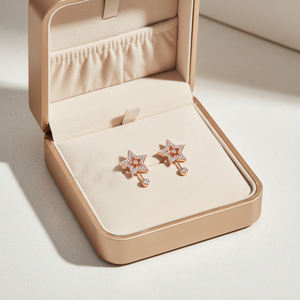 Boucles d'oreilles de qualité exceptionnelle, style simple et élégant, bijoux en gros, or rose massif 18 carats, diamants naturels véritables - Product Image 2