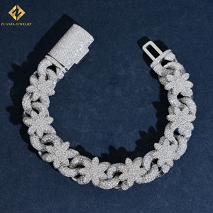สร้อยข้อมือเงินแท้ 925 ชุบทองคำขาว ประดับเพชรโมอิสซาไนต์แบบไมโครเพฟ ดีไซน์ดอกไม้ สำหรับเป็นของขวัญ ขายส่งตามสั่ง - Product Image 1