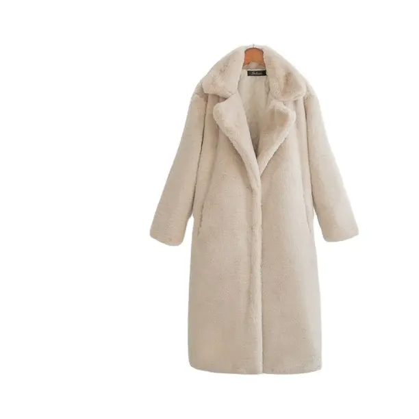 Parka longue blanche pardessus veste manteaux renard fausse fourrure personnalisé hiver pour les femmes 2022 femmes manteau avec fourrure à manches longues Satin