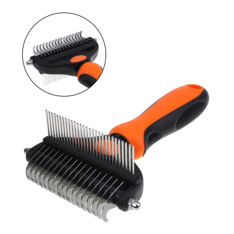 2 In 1 Pet Dematting Brush And Rake PP TPR TPE ABS Dog Cat Hair Removal Brush Pet Fur Cleaning Grooming Massage Pet Grooming