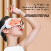 CYANMED Smart Augenmassagegerät mit Luftdruck, Kneten, Vibration, Wärme, Aufladbar, KI-Sprachsteuerung, Faltbar, Musik, Leichtgewichtig, PU-Leder