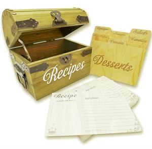 Caja de recetas de madera con 55 tarjetas (4x6 pulgadas) y 6 divisores de madera resistentes, organizadores de tarjeteros grandes Vintage personalizados para - Product Image 1