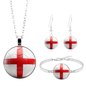 Promotion : Parures de bijoux (collier, bracelet, boucles d'oreilles) à thème Coupe de football et drapeaux internationaux, produits pour supporters de football 2026 - Product Image 3